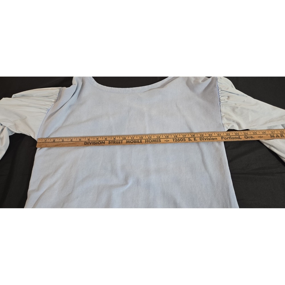 Pilcro Blue Top With Puffy Sleeves Anthropologie Brand Size Medium Spring Beach - Picture 7 of 9